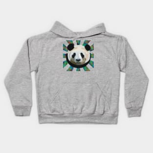 Striking Panda bear on Neon Atomic patterned sun rays Kids Hoodie